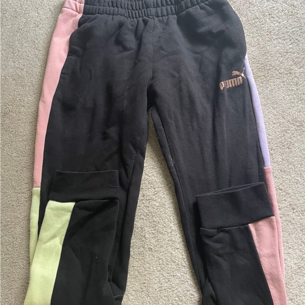 Puma Kids Multicolor Joggers - Black, Pink, Green